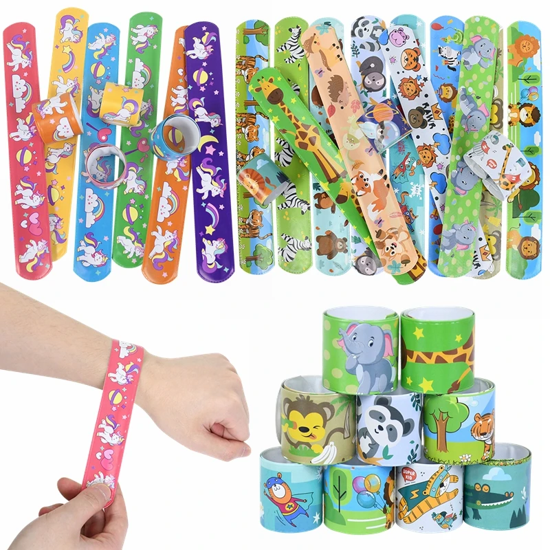 Jungle Party Animal Slap Bracelets Cute Animals Lion Tiger Printed Woodland for Birthday Party Baby Shower Decor Kids Favor Toys