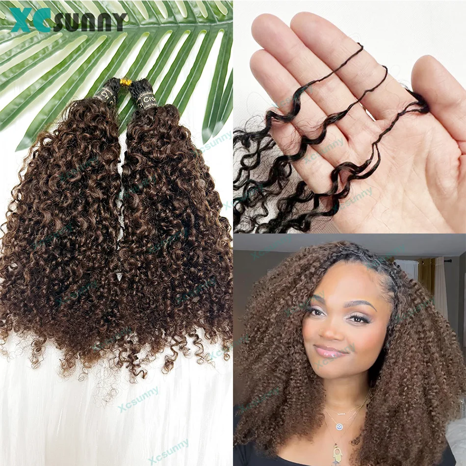 

Ombre 1b 4, вязанные крючком человеческие волосы с перьями, афро странные вьющиеся вязанные крючком косы, наращивание человеческих волос без узлов, предварительно разделенные для женщин