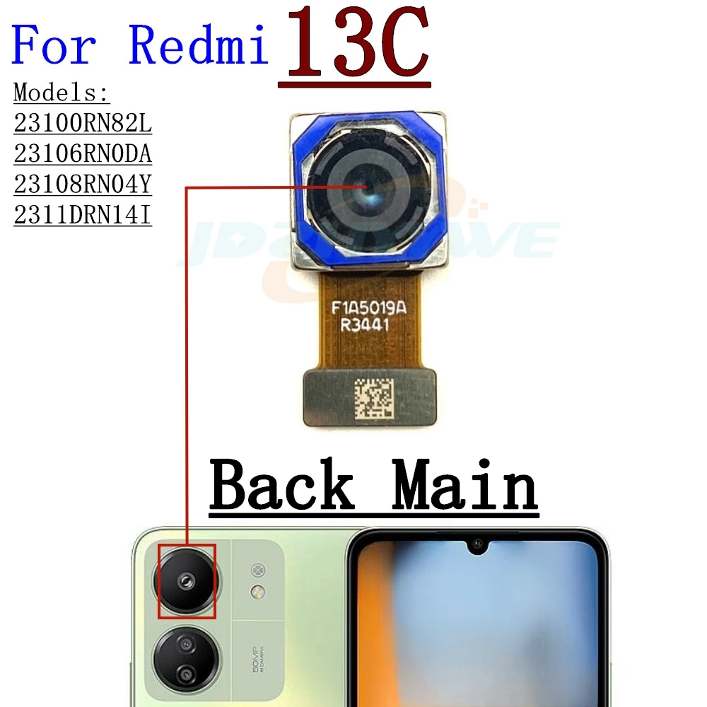 Front Back Camera Module For Xiaomi Redmi 13C Backside Selfie Frontal Facing Rear Camera Flex Cable For Redmi 13C