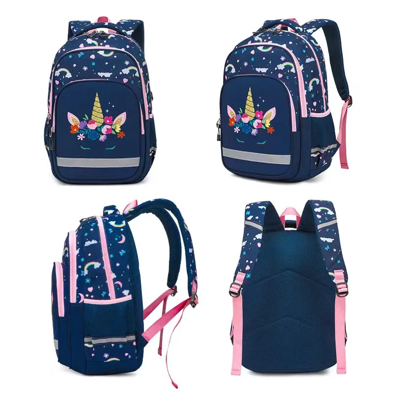 Kids Fashion Unicorn Three Pieces Water Proof Suit For Teenagers Pencil Bag Lunch Bag School Bag Student Girls Backpack Set