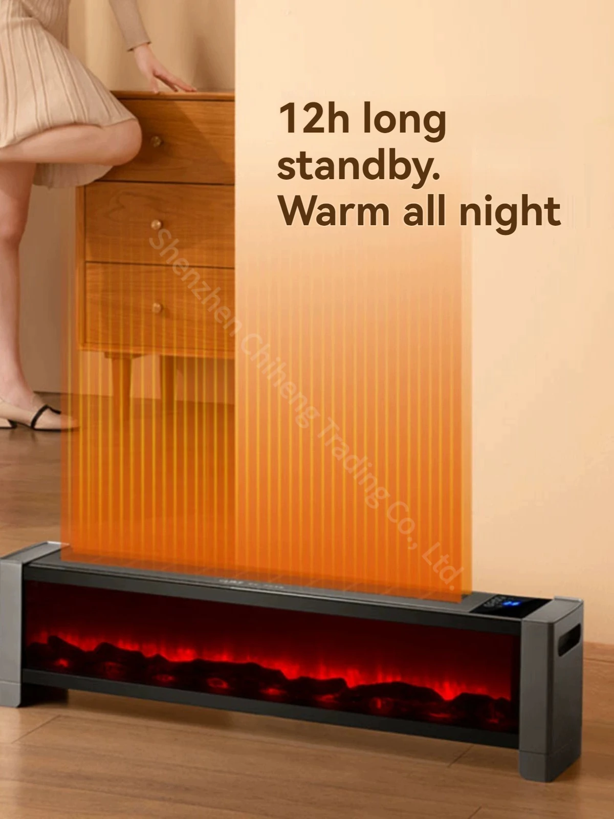 

2000W Bedroom Heater Household Electric Fireplaces Indoor Bathroom Winter Heater 3D Flame Heater