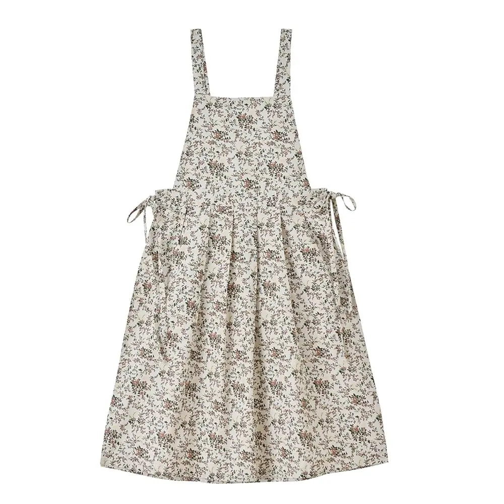 

Кухонный фартук для взрослых с цветочным принтом, хлопковый, водонепроницаемый, регулируемый, для готовки, выпечки, садоводства, шеф-фартук с карманом