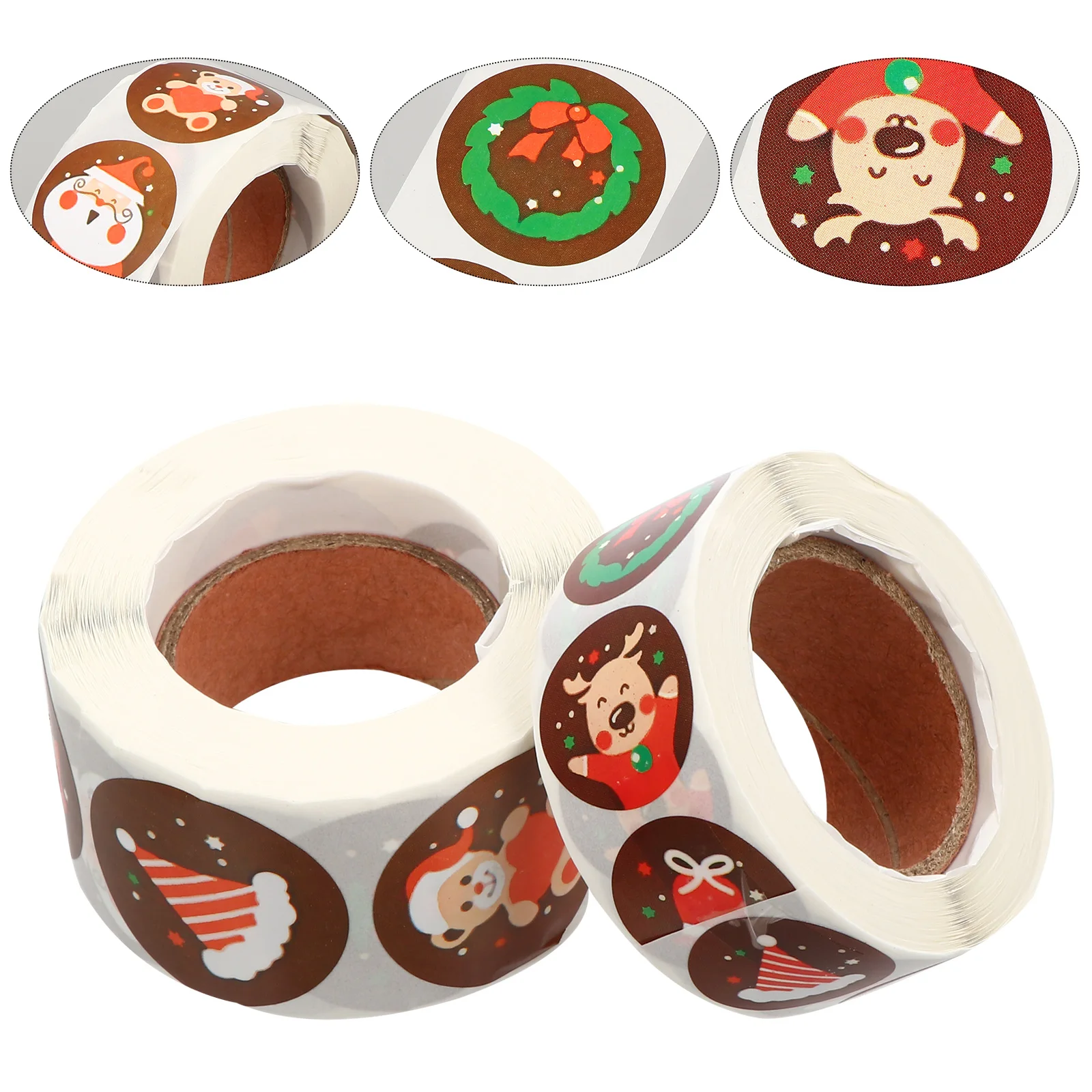 

2 Rolls Christmas Holiday Stickers Craft Xmas Label Kraft Paper Gift Tags Decoration Creative