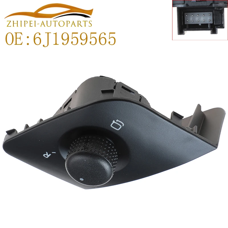 Botão de Controle de Ajuste do Espelho Retrovisor Externo 6J1959565 para Carro 6J1 959 565 para VW Seat Ibiza 2009-2015