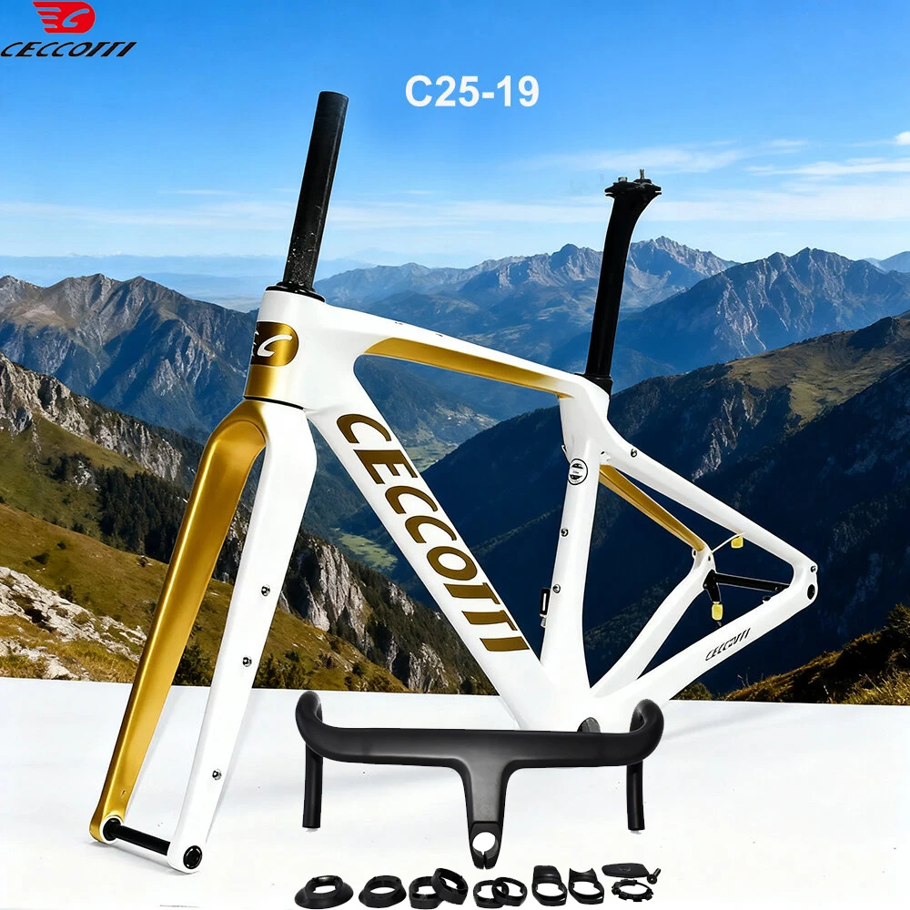 

CECCOTTI New Arrival Gravel Frame T47 thread BB And Dsic Brake Bike Frame Full Hidden Cable GRAVEL FRAMESET