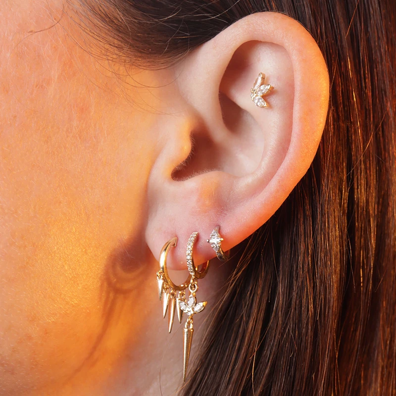 925 Silver Needle Geometric Fringe Pendant Hoop Earrings For Women Niche Simple perforation Earrings Fashion Party Jewelry Gifts