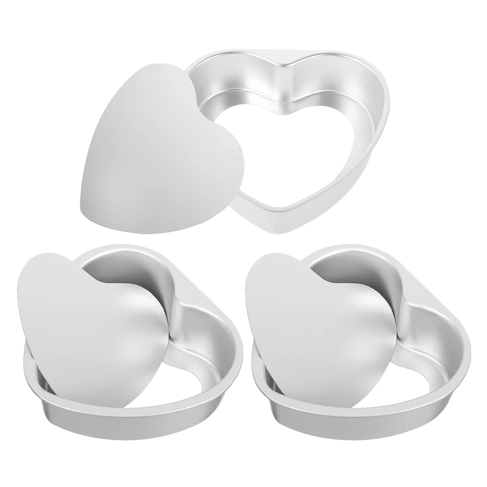 

3pcs Heart Shaped Cake Mold Aluminum Baking Pan Removable Bottom Valentine Day Party Kitchen Tool Wedding Gift Idea