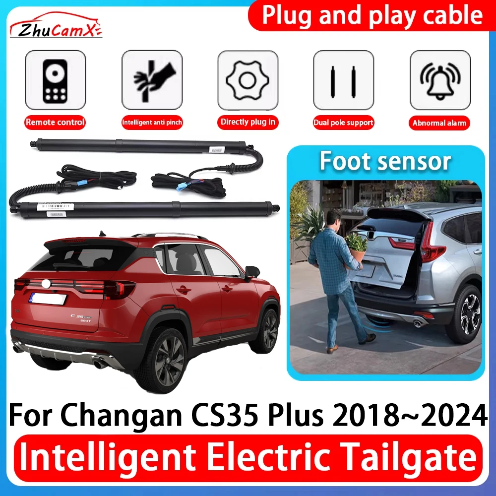 Zhukamx bagasi daya mobil elektrik, pengangkat ekor gerbang cerdas untuk Changan CS35 Plus 2018 ~ 2024