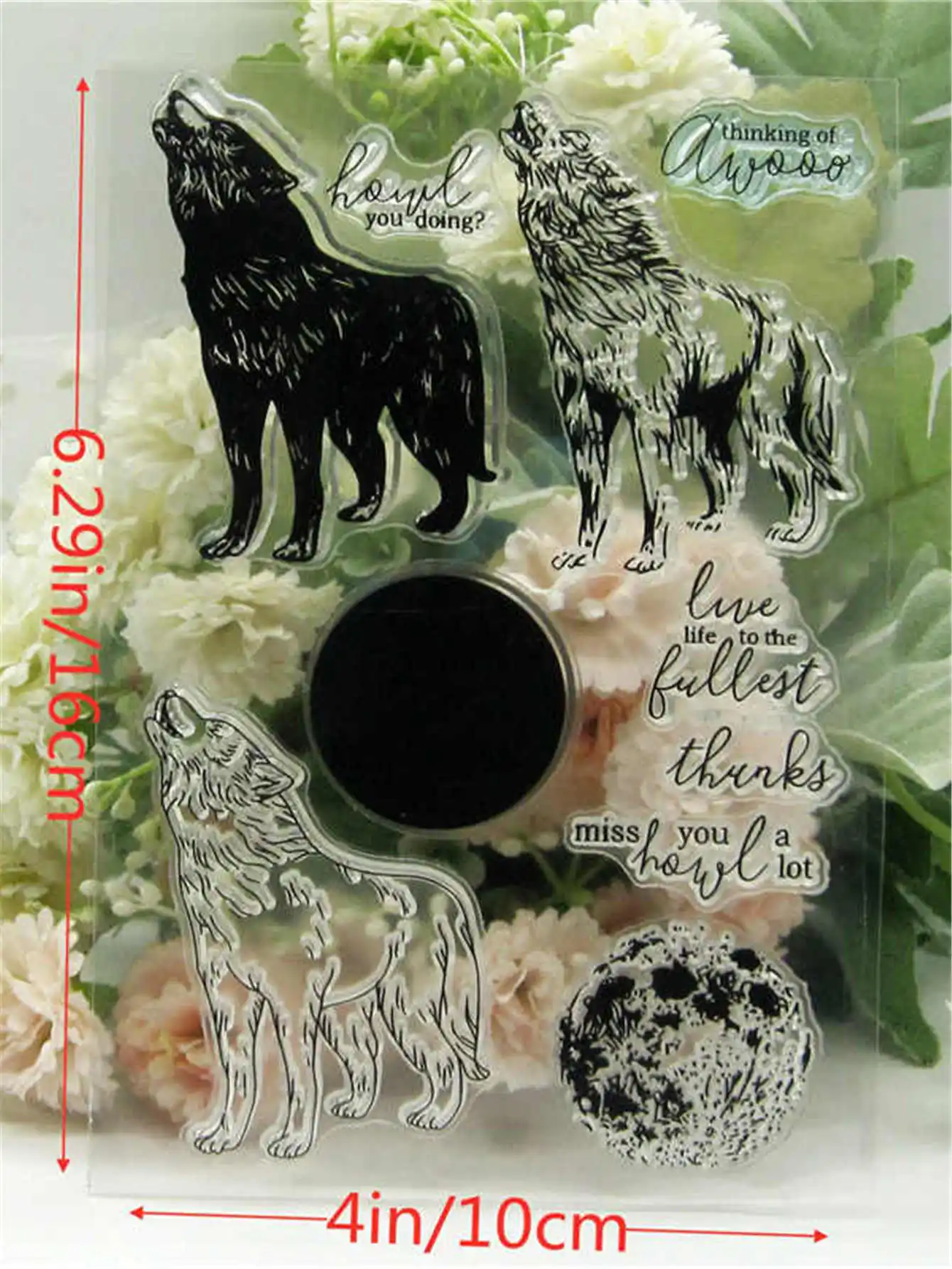 CustomClear Wolf przezroczysty silikonowy gumowy znaczek i metalowy arkusz matrycy samoprzylepny Scrapbooking DIY uroczy wzór Album fotograficzny