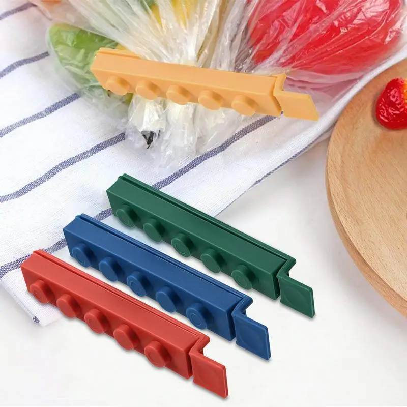 

Snack Bag Clips Multipurpose Building Block Sealing Clips 4PCS Refrigerator Safe Bag Clip Portable Sealing Clips