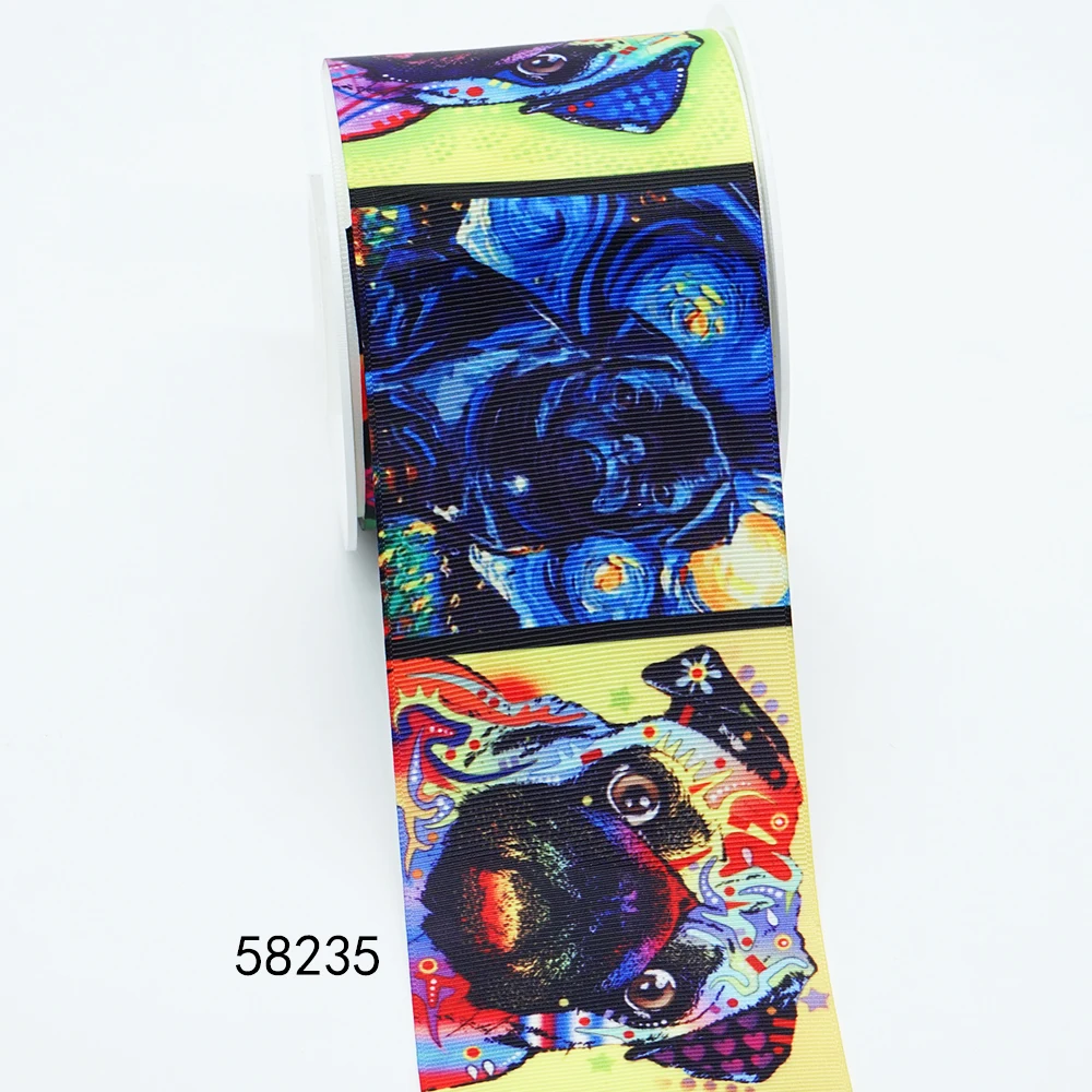 DIY Cartoon Dog Printed Grosgrain Ribbon For Craft Supplies Sewing Accessories 5 Yards, Planar Resins 10 Pieces. 55186