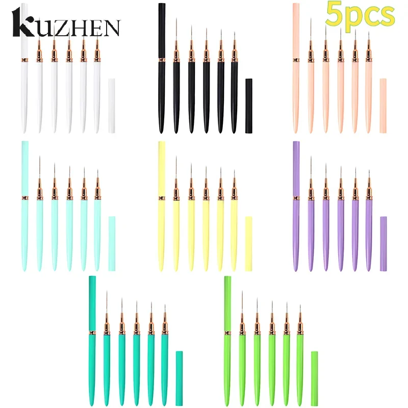 

5 Pcs/Set Professional Nail Art Liner Brush For Striping Painting Design,Gel Liner Nail Art Brushes For Nails 7/9/11/15/20mm