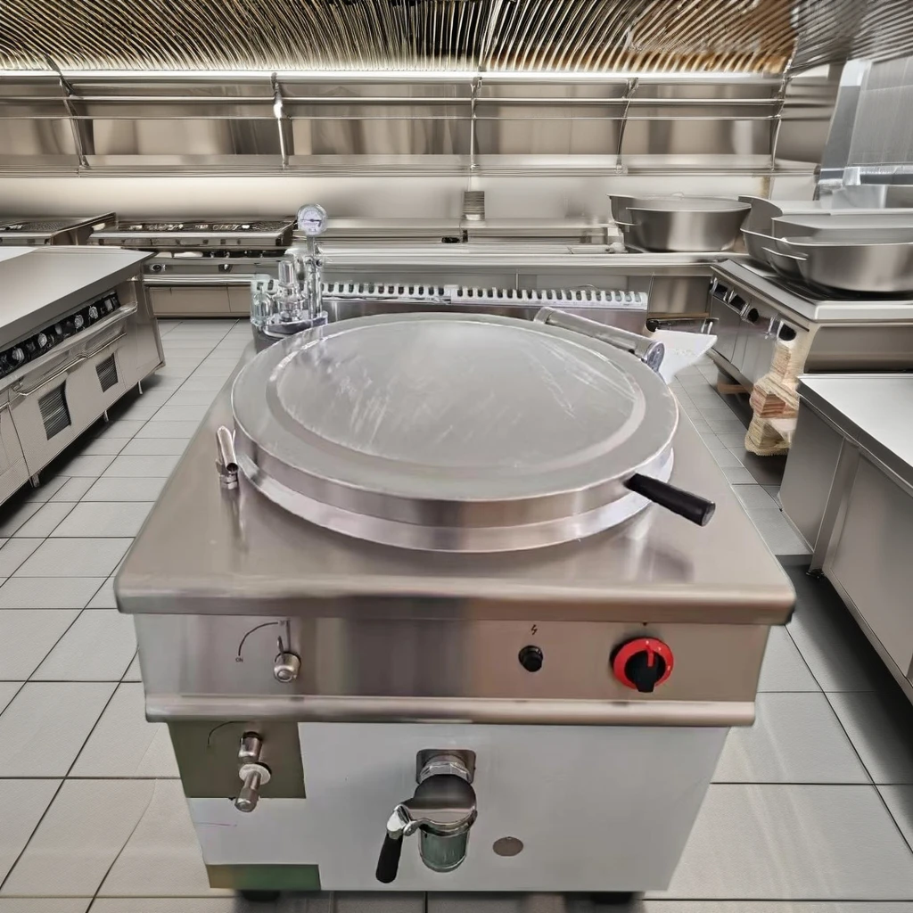 Wholesale Stainless Steel Gas Jacketed Boiling Pan Cooking Pot New Product 100-150L Kettle Boiler Equipment For Bakery