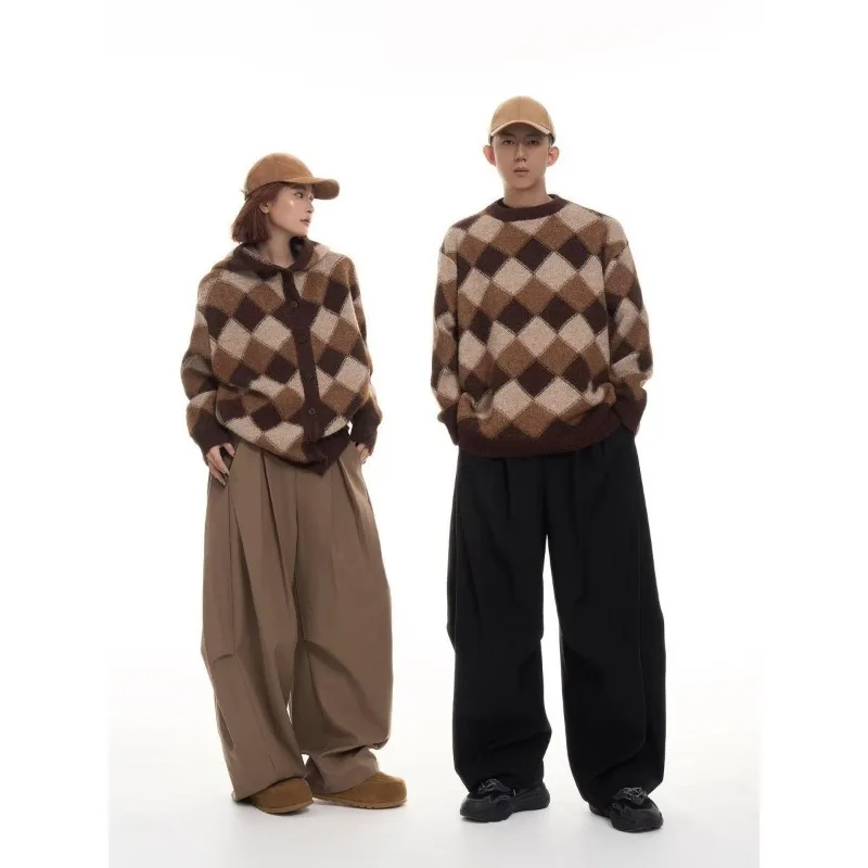 Outono inverno vison cabelo vento preguiçoso camisola homens e mulheres solto americano retro na moda casal camisola de malha casaco superior é simples