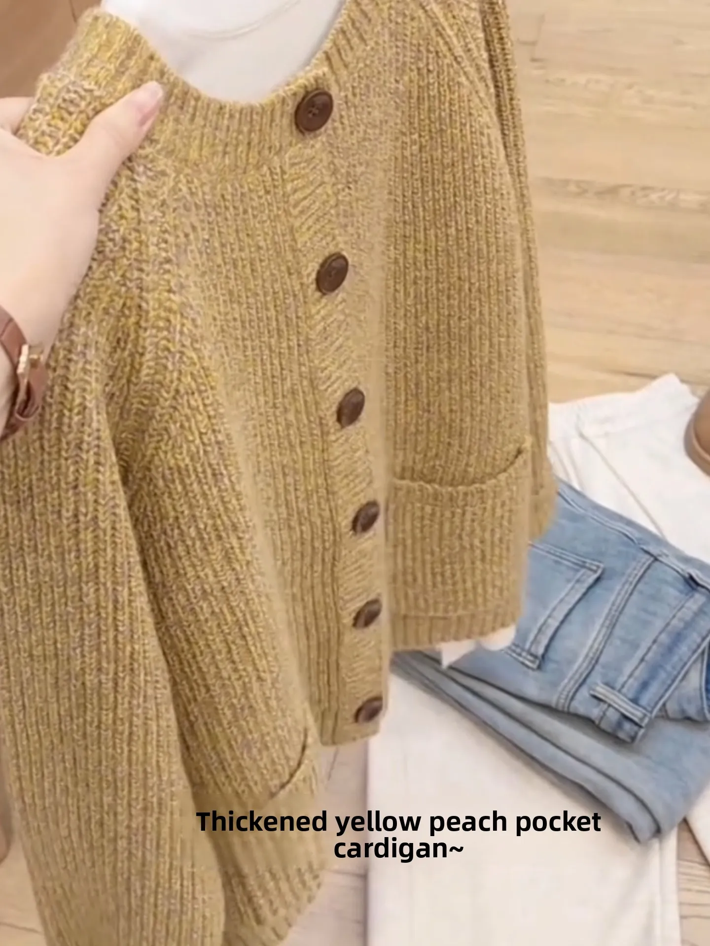 Ранняя осень 2025 г., корейский Sle Faion, круглый свободный утягивающий маленький вязаный открытый кардиган, женский универсальный спортивный костюм...