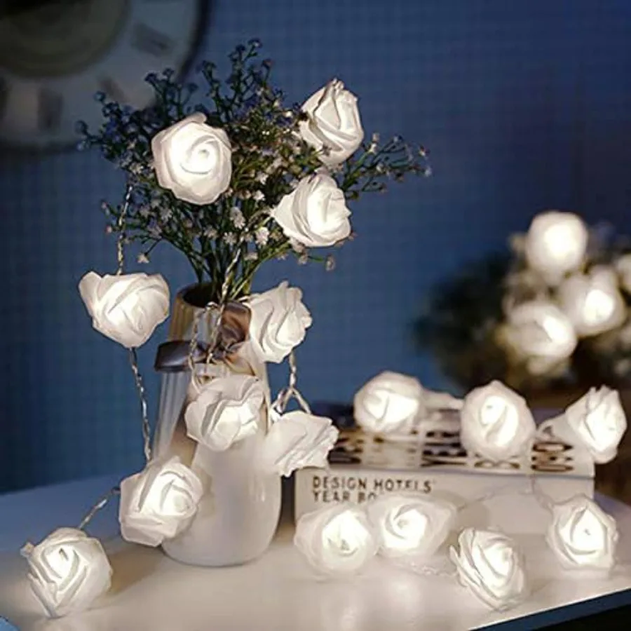 Rose String Lights, Battery Operated Flower Lights for Bedroom, 6.6ft 20LED Flower Fairy Lights Indoor for Birthday Party Decor