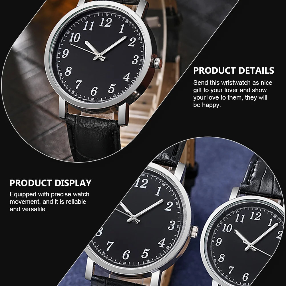 2 uds relojes de pareja reloj de cuarzo de aleación negra correa ajustable reloj de pulsera de moda duradero para hombres mujeres amante regalo ocio