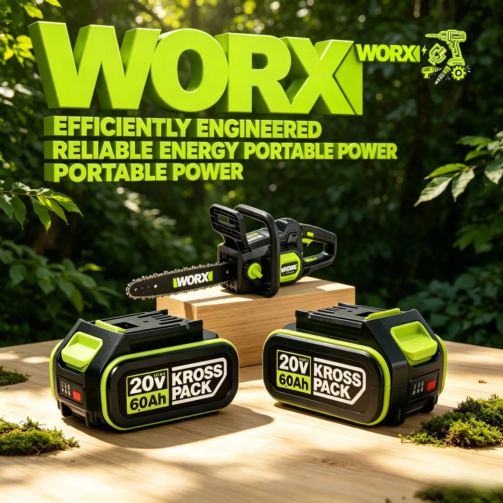 WORX Green Mark 20V 4.0Ah Lithium Battery Short Circuit Reverse Insertion Protection Effectively Prevent Internal Circuit Damage