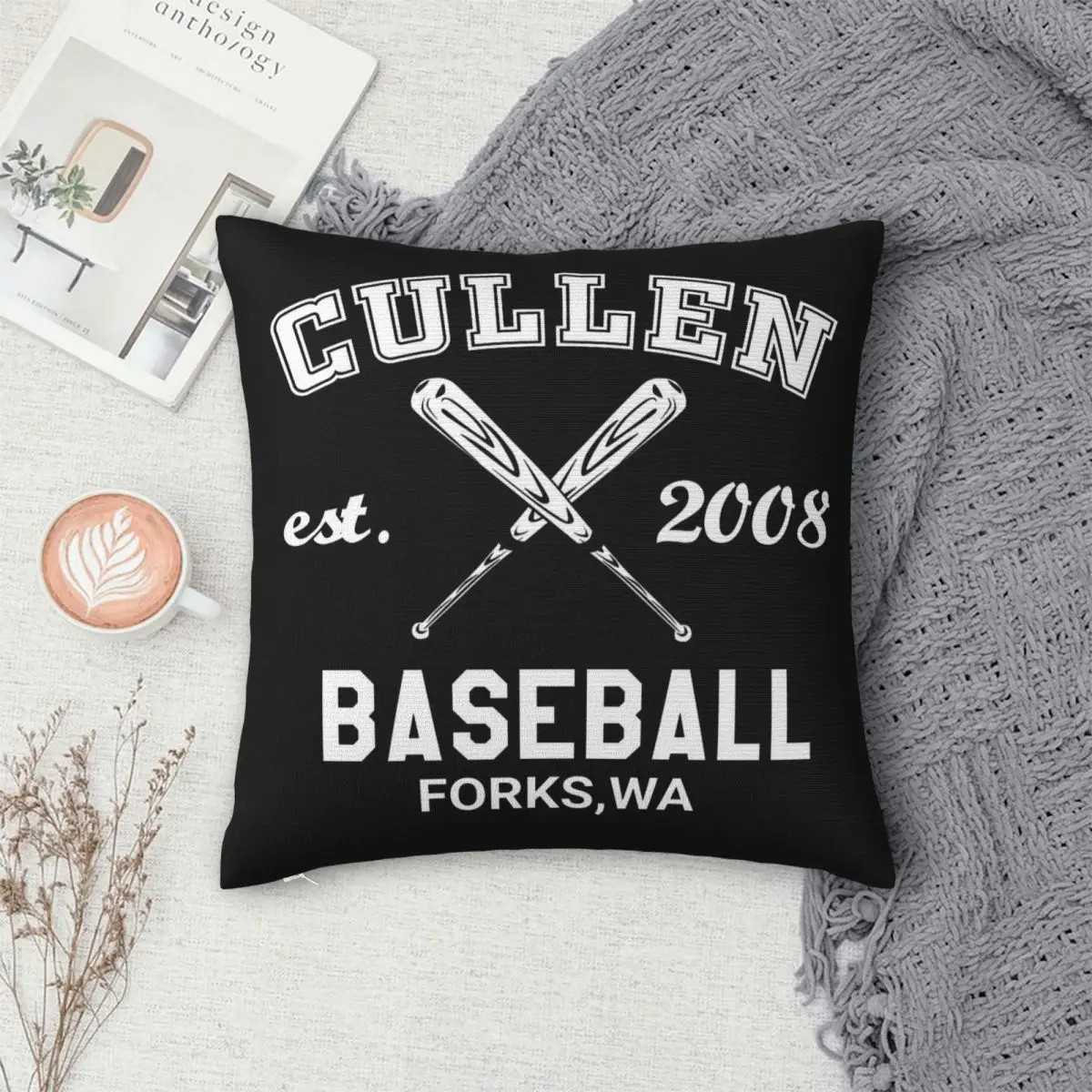 Cullen Baseball Twilight Movie Pillowcase Soft Polyester Cushion Cover Decor Pillow Case Cover Home Zippered 45*45cm