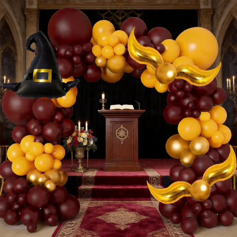 105-teiliges Ballongirlanden-Set im Magic Academy-Stil, Kaffee-Gold Zaubererhut-Ballonkette, Geburtstagsparty-Dekorationsballons – Detail 10