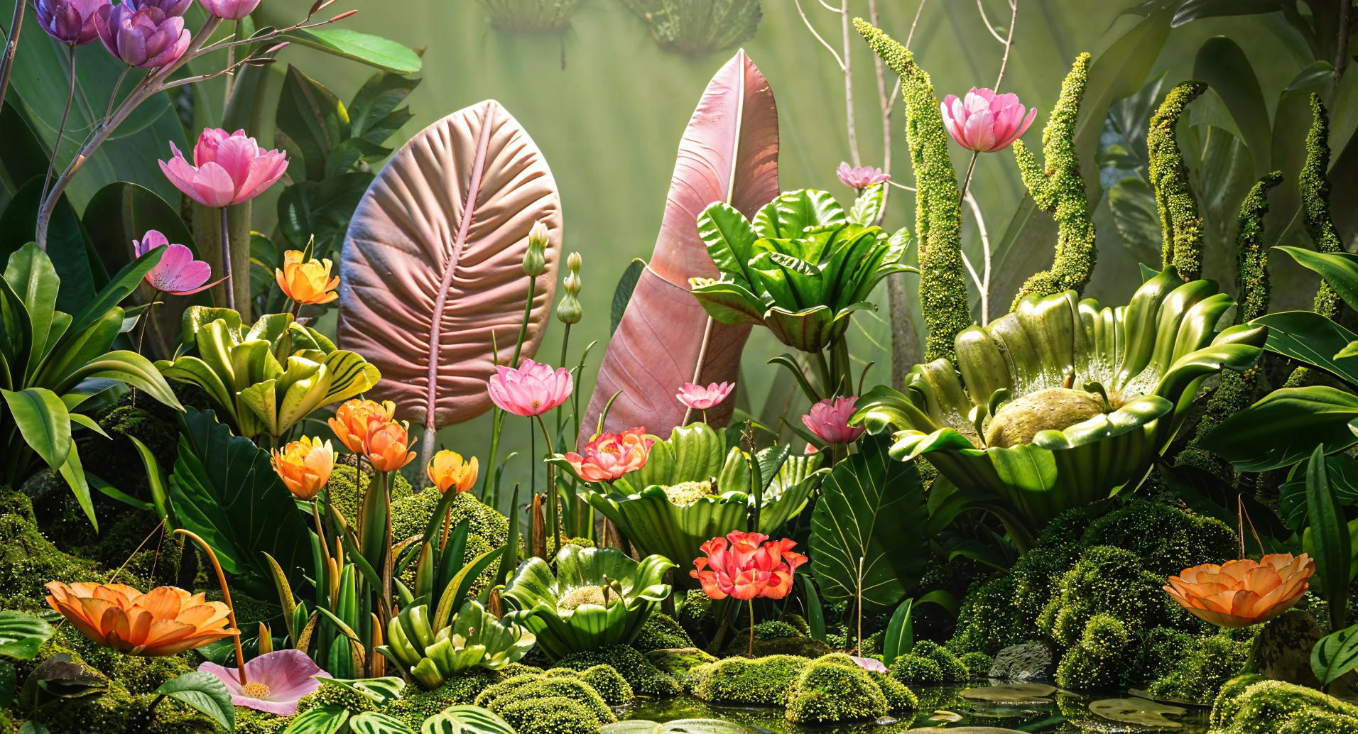 

Custom-sized wallpaper tropical rainforest plant leaf murals primitive jungle plant and animal decorative paintings 3d wallpaper