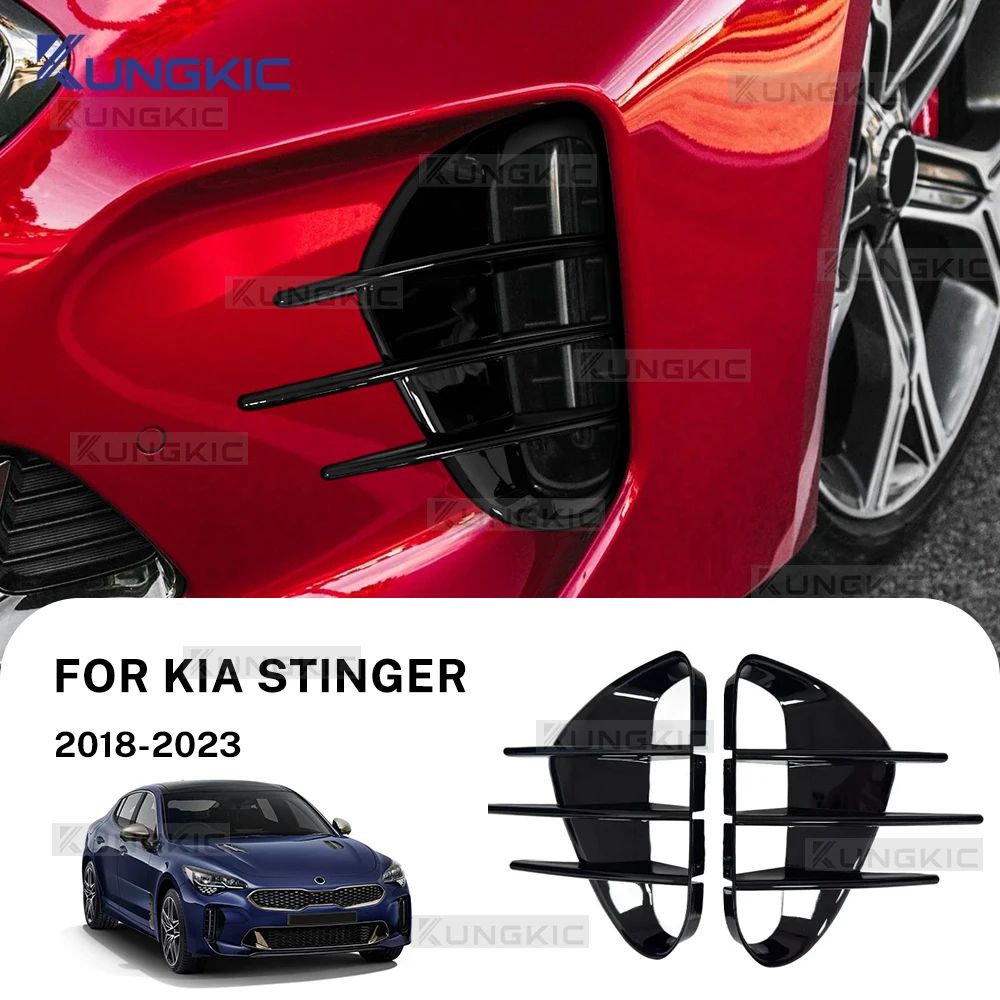 

For KIA Stinger 2018 2019 2020 2021 2022 2023 Car Front Bumper Side Vent Spoiler Canard Covers Sticker ABS Carbon Fiber Look