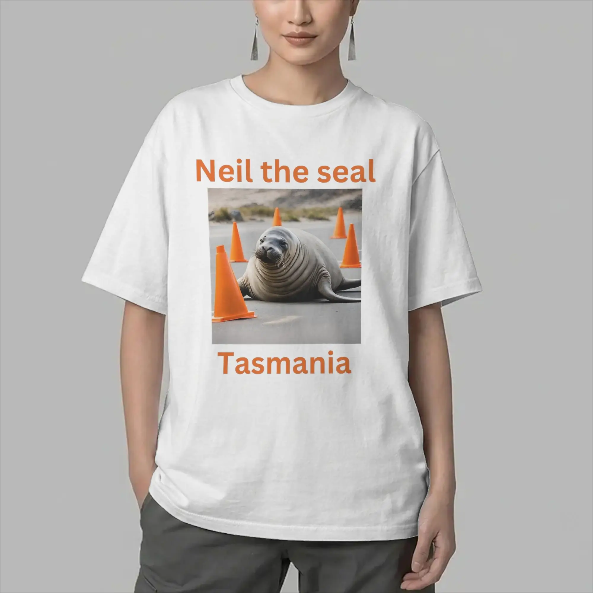 Tasmania Neil the Seal T Shirt Men's  Cotton Casual T-Shirt O Neck  Tees Short Sleeve Clothing Plus Size