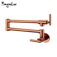 Bagnolux Wholesale Solid Brass Kitchen Wall Mount Pot Filler Faucet Swivel Spout Cold Water Only With Dual Swing Rose Gold Tap