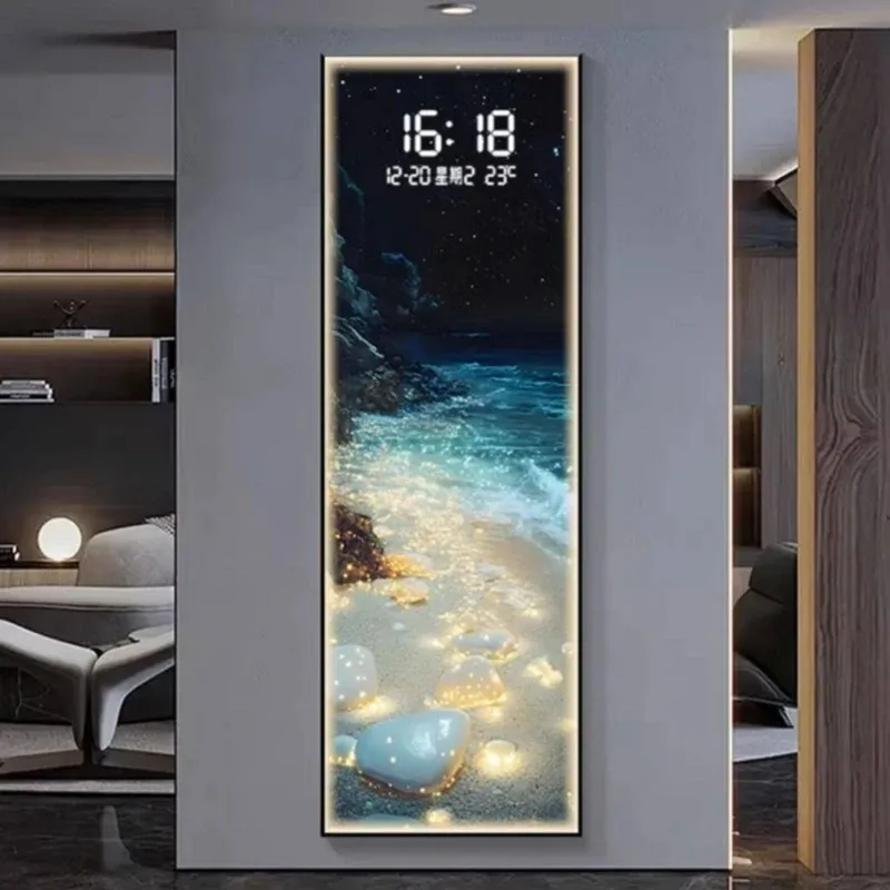 Modern LED Wall Lamp Electronic Clock for Living Room Entrance Corridor Study Hotel Plane Painting Home Decorations Mural Light