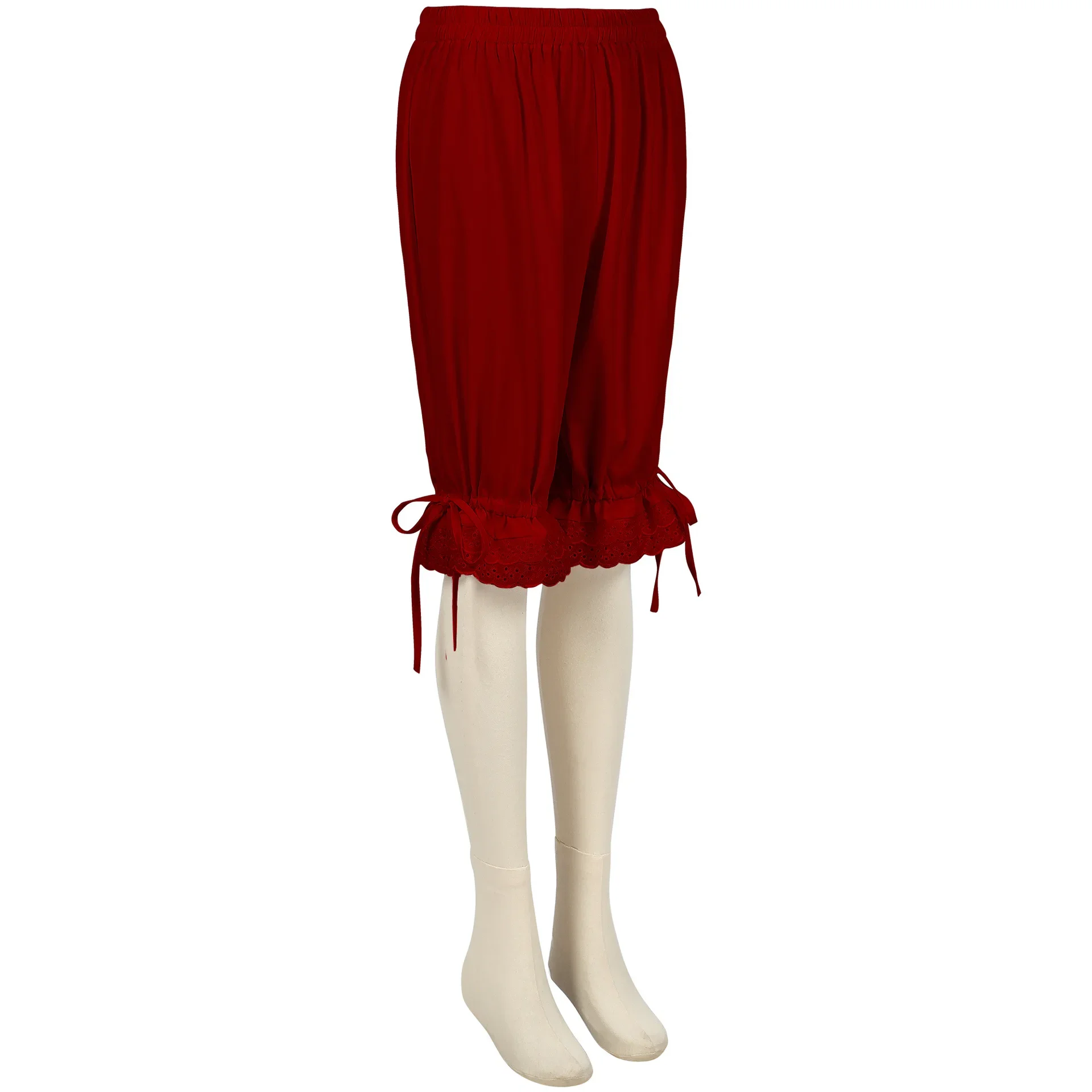 Vintage Lantern Pants Bloomers Ruffles Lace Hem Bow Shorts Elastic Wasit Wide Leg Pants Elastic Bubble Lolita Cosplay  Pants - view 6