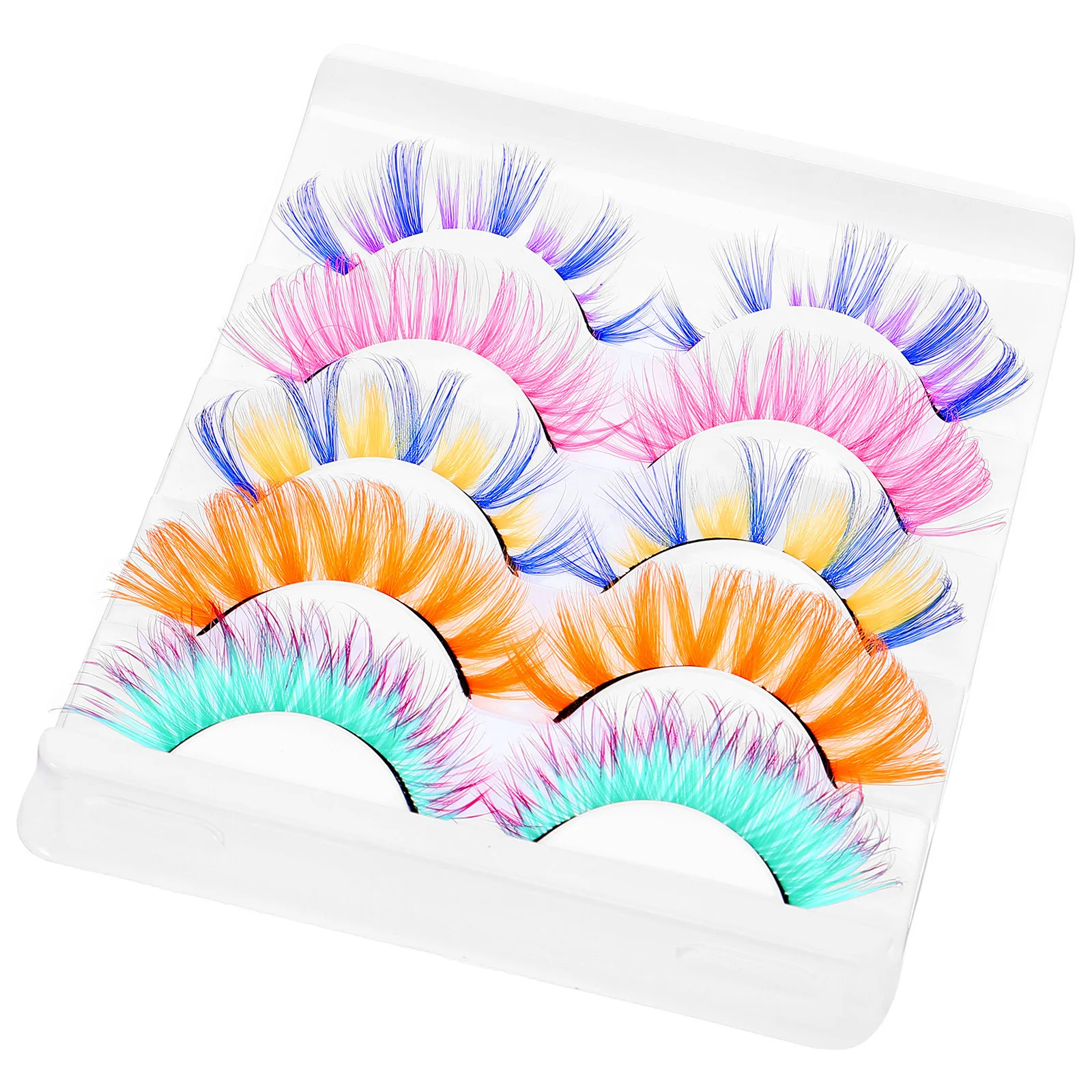 5 أزواج من الرموش الصناعية، رموش ملونة خفيفة الوزن للنساء، إكسسوارات عصرية لمرحلة الحفلات، رموش صناعية #5