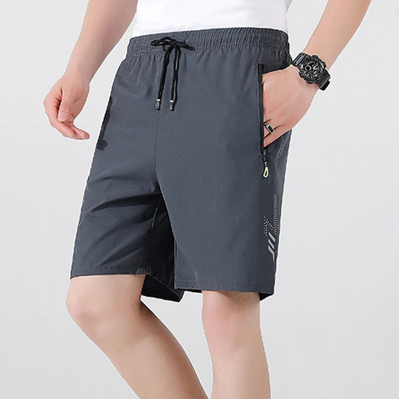 

Breathable Board Shorts Men Summer New Casual Beach Shorts Elastic Waist Jogging Running Sports Short Pants with Zipper Pockets