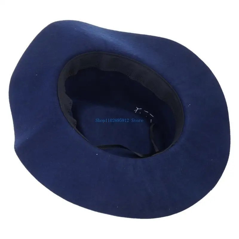 N7YE الكلاسيكية واسعة الحواف فيدوراس قبعة الصوف الريش قبعة لجميع القديسين ومهرجان الموسيقى الحدث الرسمي التصوير قبعة #2