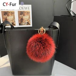 2026 Fluffy Real Fox Fur Ball Poms Keychain For Women Luxury Pompom Keyring Accessories Bag Decoration Emo Trinket Jewelry Gifts
