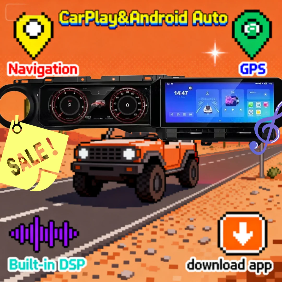 

New Upgrade For Jeep Wrangler 2018-2023 Android Dual Screen Multimedia Radio Wireless Carplay LCD Dashboard Digital Cluster