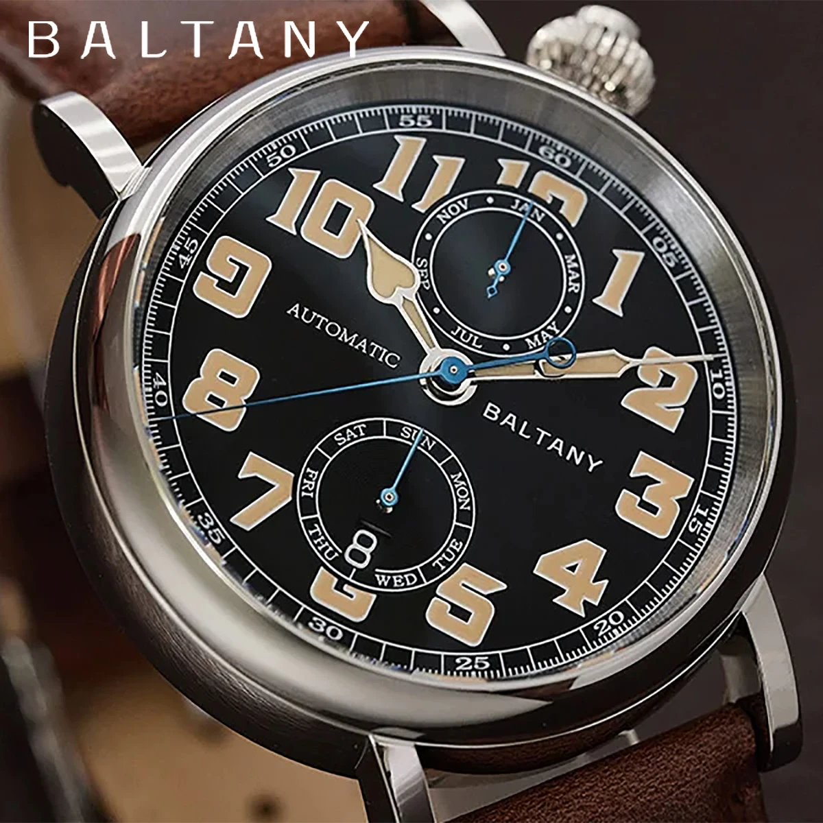 Baltany 2024 New 1935 S6047 Retro Men\'s Automatic Mechanical Watch Luxury Sapphire Waterproof 5Bar Super Glow C3 releoj hombre w