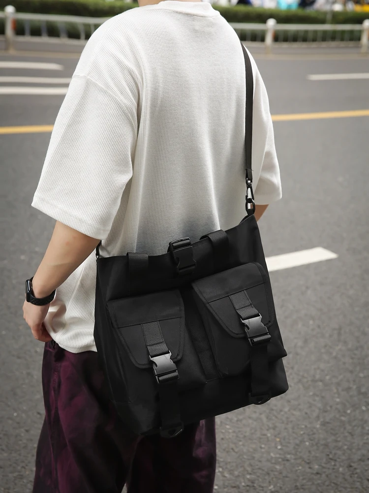 

Crossbody bag men's large-capacity shoulder bag women's leisure messenger bag students' class bag solid color handbag