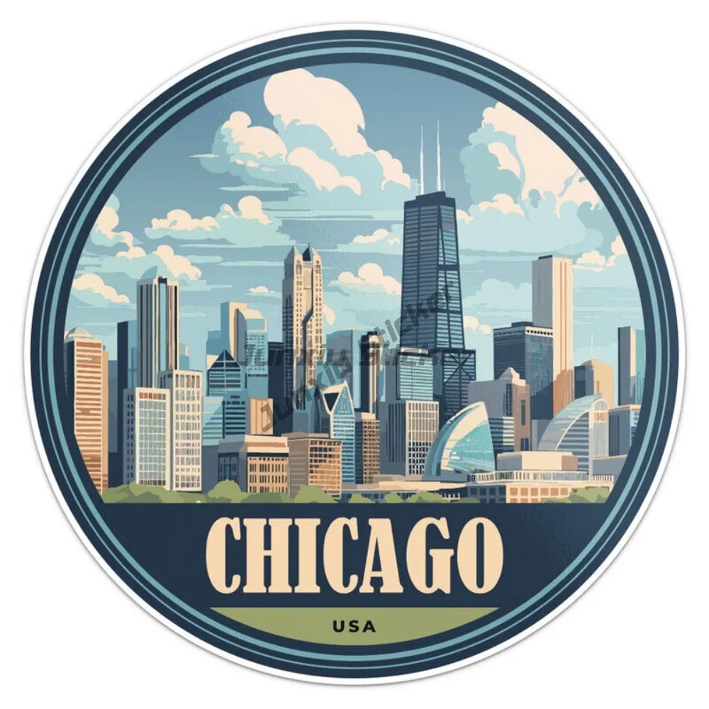 

United States Chicago City - Car Bumper Sticker Vinyl Decal Decals Outdoor Custom Car Stickers Personalized
