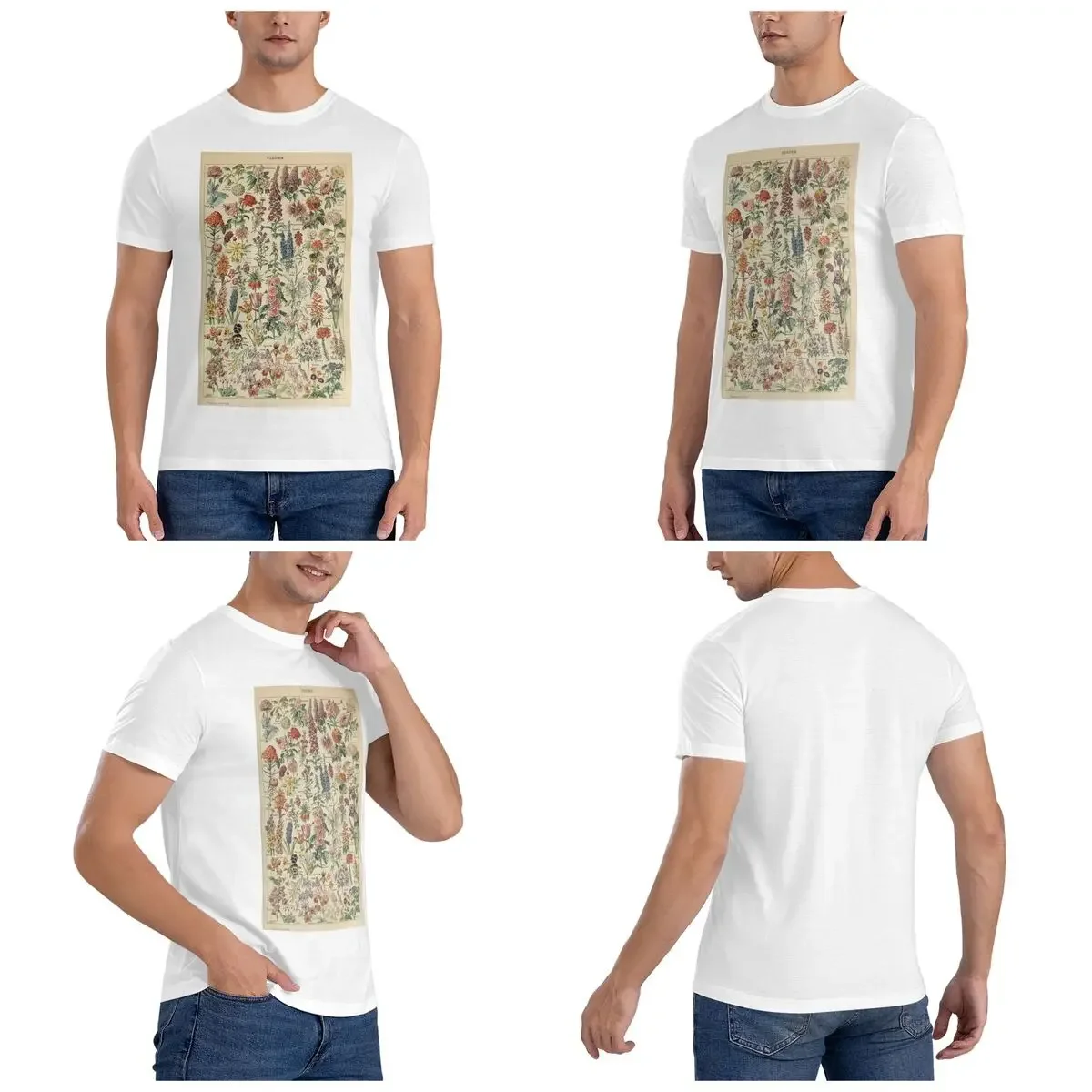 100% Cotton Vintage Flower Poster T-Shirt Men's Funny Oversized T Shirt Men Crew Neck Summer Shirts Tops S-6XL