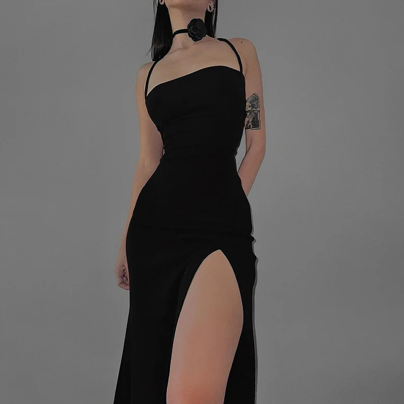 

Robes fendues pour femmes nouvel été Sexy sans manches dos nu pansement robe mince décontracté Streetwear mode Club fête robe él