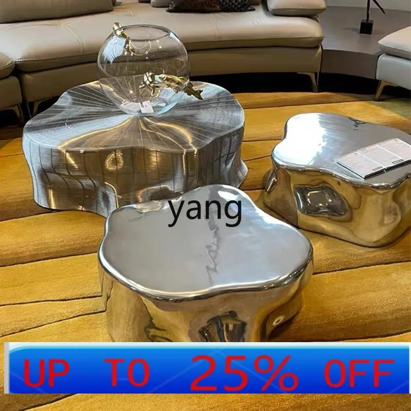 

LMM modern light luxury stainless steel combination coffee table living room home high-end special-shaped side table