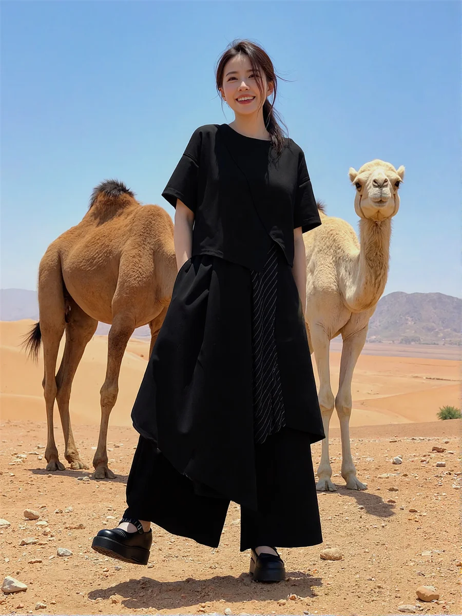 Damenhose, Bell-Bottom, abgestuft, Haremshose, locker, lässig, bequem, elastische Taille, mehrere Taschen, Sommer, leicht, atmungsaktiv