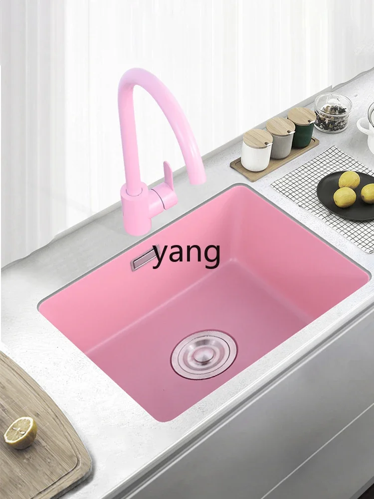 حوض حجر الكوارتز الوردي LH تحت حوض المطبخ وحوض الخضروات وحوض واحد مدمج #5