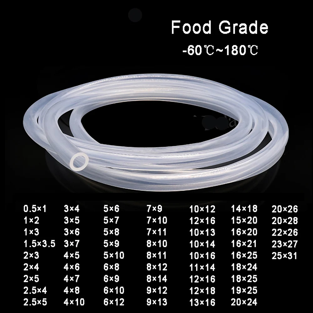 Clear Transparent Food Safe Silicone Tubing Hose Pipe Aquarium Pump Soft Tube Flexible for Beer/Drink/Milk/Water 0.5mm~25mm ID