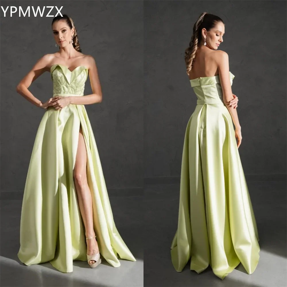 

Customized Women Party Dress Occasion Prom YPMWZX Sweetheart A-line Floor Length Skirts Draped Embroidery Sleeveless Bespoke Oc