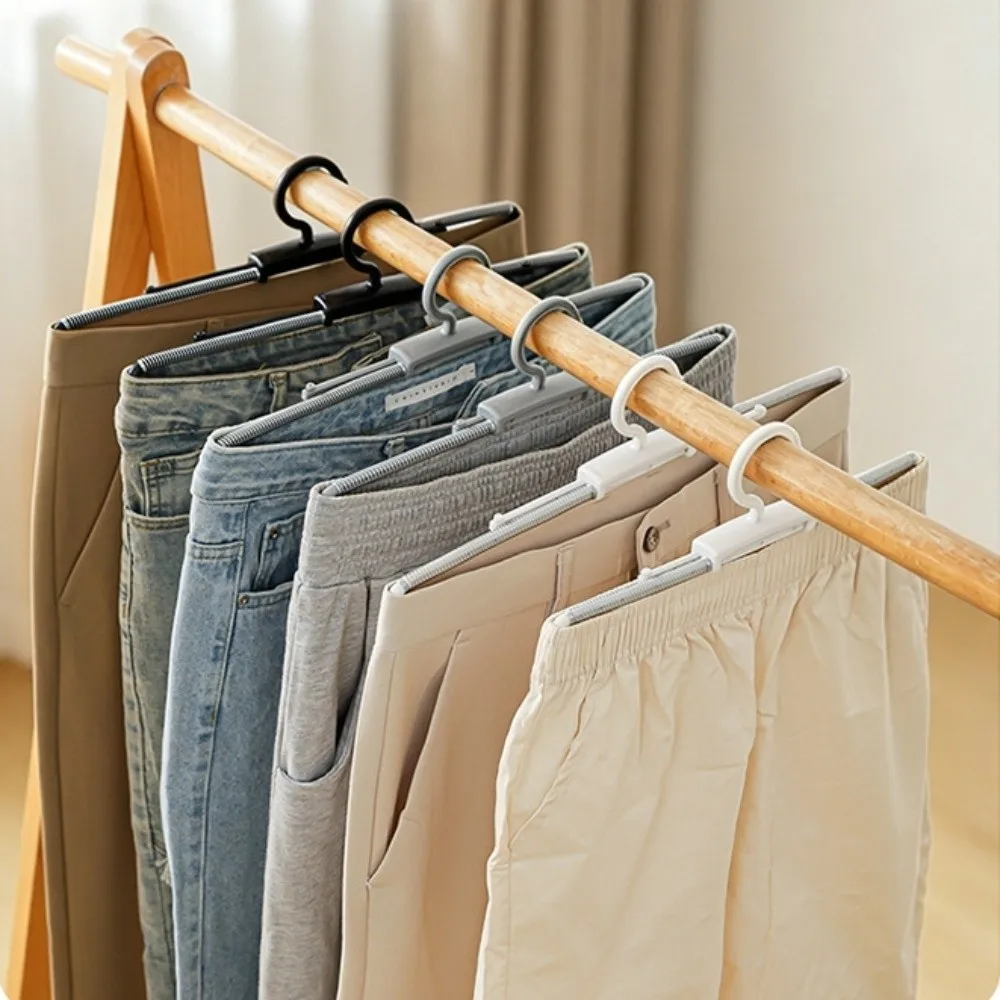 3pcs Stretchable Stainless Steel Spring Clothes Hanger Multifunctional High Toughness Skirts Jeans Hanger Storage