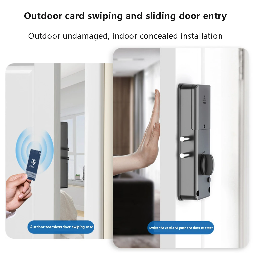 Tuya Smart Invisible Door Lock App IC Card Unlock Punch Free Wood Door Lock Electronic Lock Indoor Burglar Door Lock 13.56Mhz