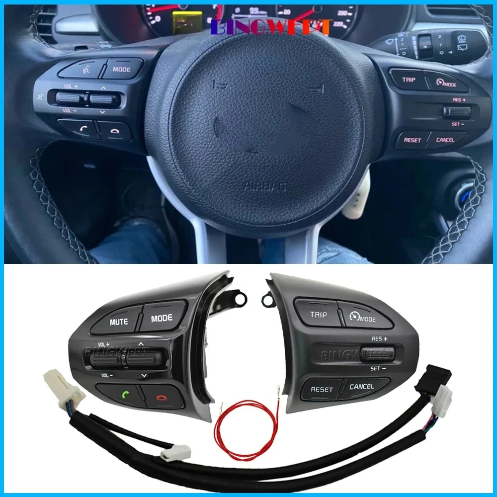 

With Backlight Multifunction Steering Wheel Button Cruise Control Switch 96720G6010 For Kia RIO K2 Picanto 2017 2018 2019 - 2021