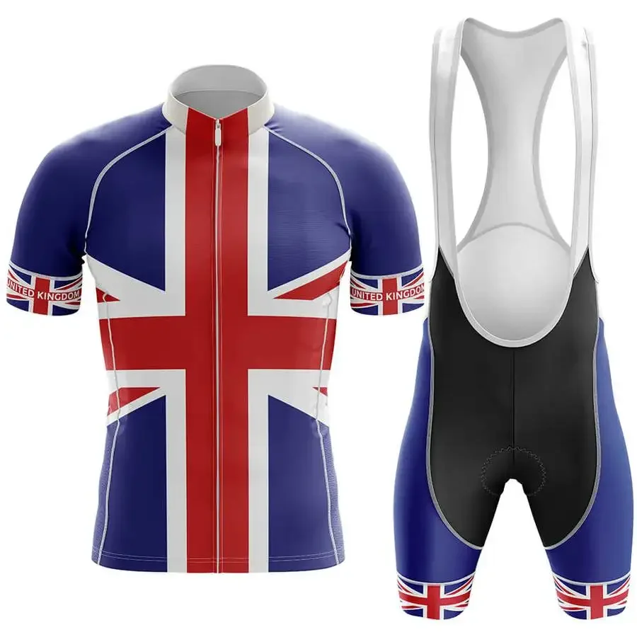 POWERBAND United Kingdom NATIONAL SHORT SLEEVE CYCLING JERSEY SUMMER CYCLING WEAR ROPA CICLISMO+BIB SHORTS