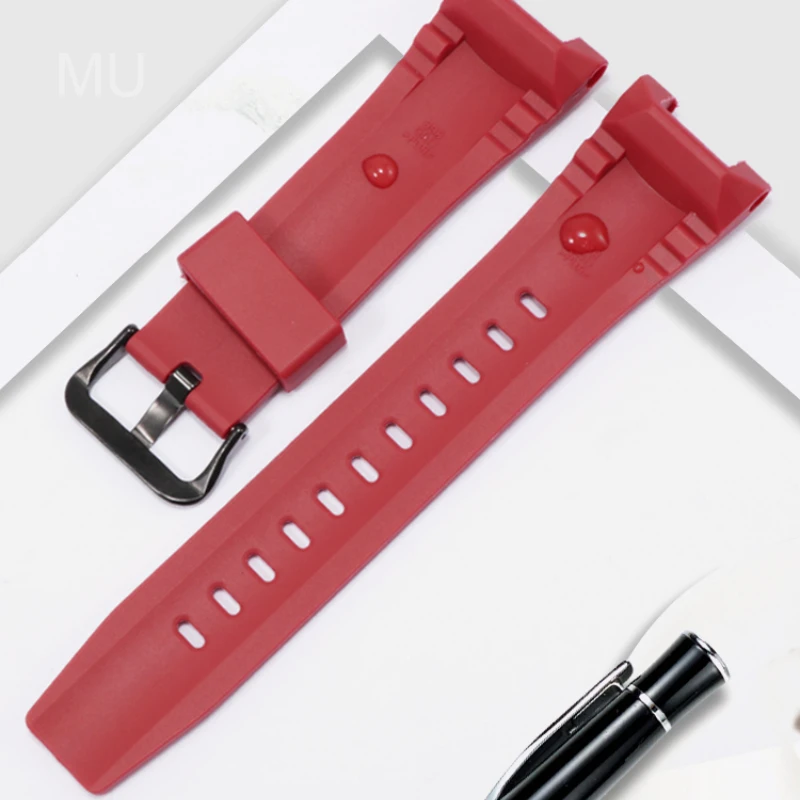 Черный ремешок для часов из силиконовой смолы 26x14 мм для Casio G-Shock, стальная серия в форме сердца, игольная пряжка, эргономичный дизайн, удобный на весь день